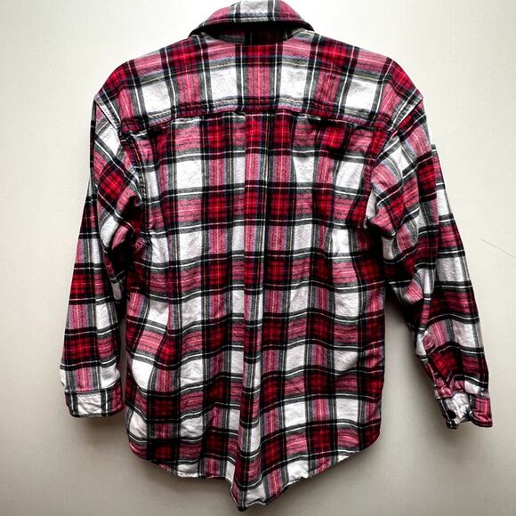 Hazel Creek Red Plaid Long Sleeve Button Down Flannel Shirt Size M - Picture 7 of 7